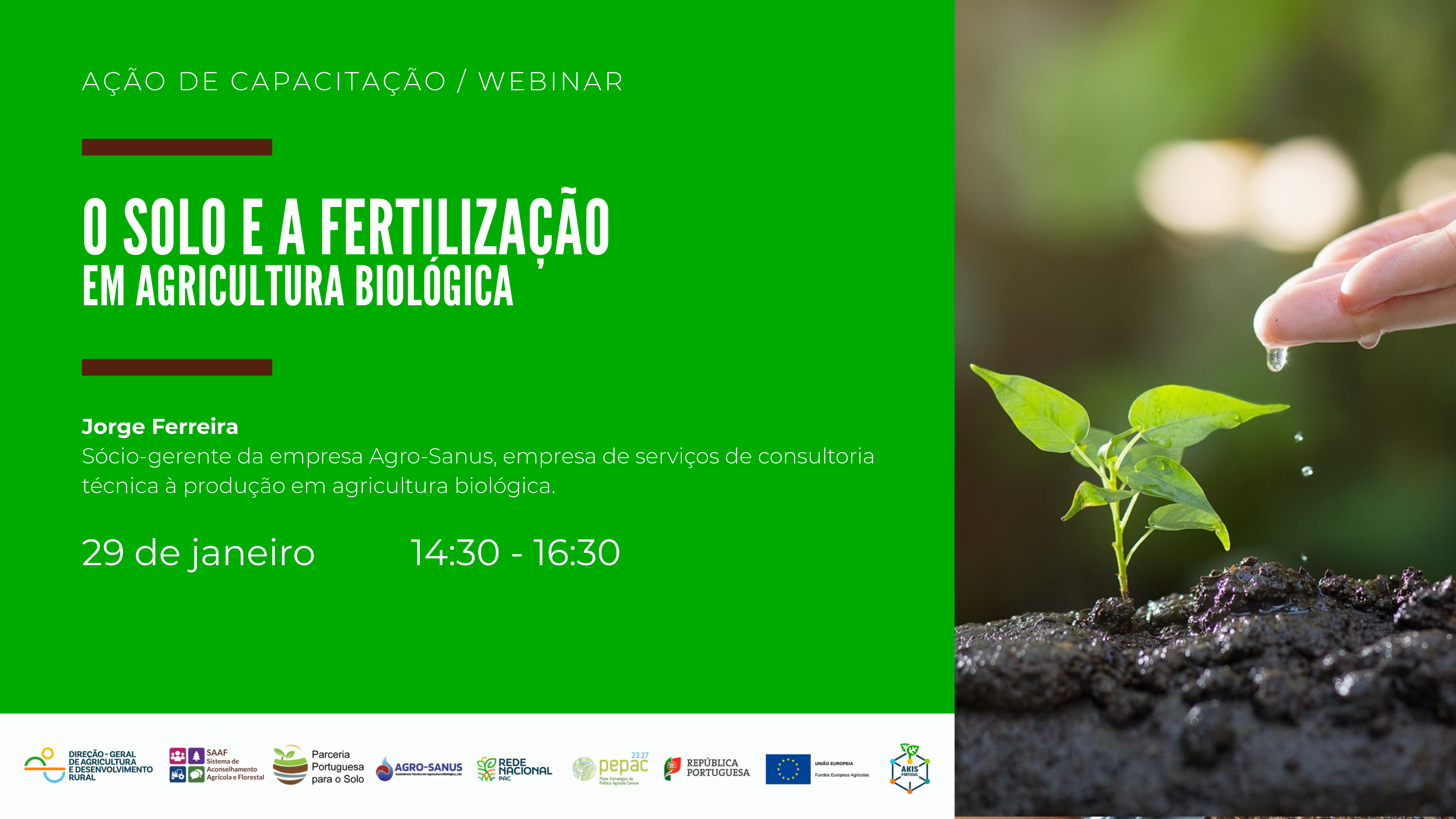Cartaz Ação capacitação O solo e fertilização em Agricultura Biológica